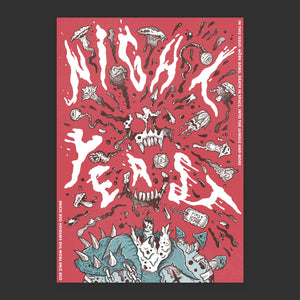 Night Yeast an OSR Zine from the Sweidsh OSR Scene, Mork Borg, Death in Space, Into the Jungle, and more. Cover by skullfungus. Risograph 1st issue