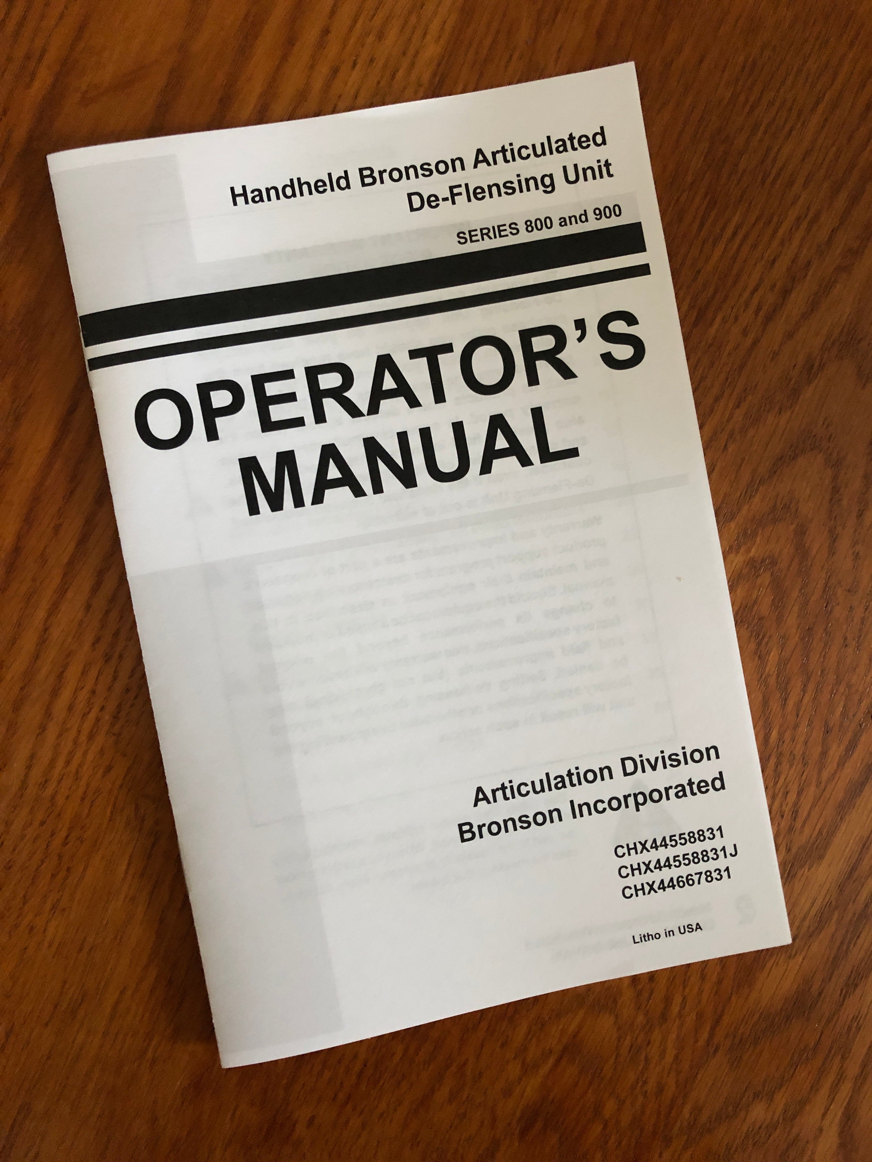 Operator's Manual for the Handheld Bronson Articulated De-Flensing Unit: A Game